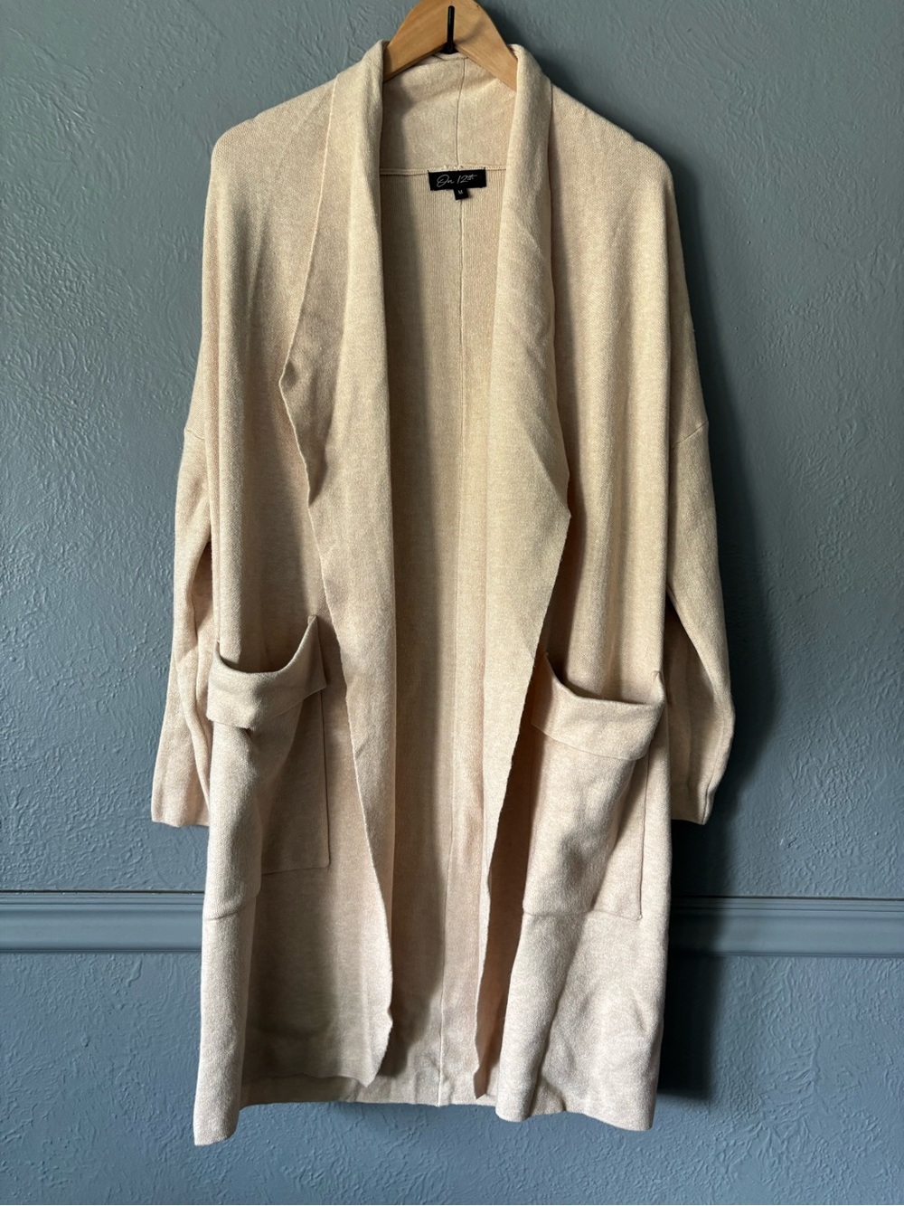 On 12th Tan Open Front Duster Cardigan Coatigan NWT Medium
